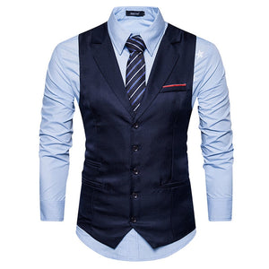 Men's Vest Gilet Costume Casual Turn Down Collar Men Waistcoat Business Wedding Slim Fit Mens Suit Vests Chaleco Hombre