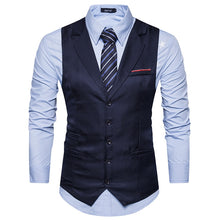 Load image into Gallery viewer, Men&#39;s Vest Gilet Costume Casual Turn Down Collar Men Waistcoat Business Wedding Slim Fit Mens Suit Vests Chaleco Hombre