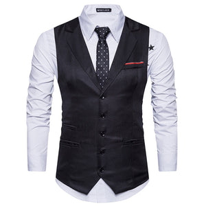 Men's Vest Gilet Costume Casual Turn Down Collar Men Waistcoat Business Wedding Slim Fit Mens Suit Vests Chaleco Hombre