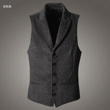 Load image into Gallery viewer, Men&#39;s brand Sleeveless Jacket Waistcoat Men Suit Vest Fashion Male British Style Slim Woolen Cotton Single breasted Vintage vest