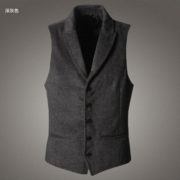 Men's brand Sleeveless Jacket Waistcoat Men Suit Vest Fashion Male British Style Slim Woolen Cotton Single breasted Vintage vest