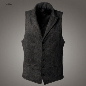 Men's brand Sleeveless Jacket Waistcoat Men Suit Vest Fashion Male British Style Slim Woolen Cotton Single breasted Vintage vest