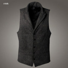 Load image into Gallery viewer, Men&#39;s brand Sleeveless Jacket Waistcoat Men Suit Vest Fashion Male British Style Slim Woolen Cotton Single breasted Vintage vest