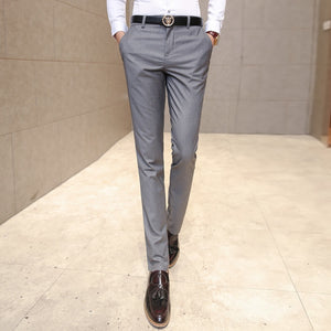 Men's clothing suit trousers /Male high-grade pure color slim Fit business Suit pants/Male high-end leisure thin leg pants