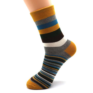 Men's color stripes socks the latest design popular men's socks 5 PAIRS STRIPED SOCKS SUIT FASHION DESIGNER COLOURED COTTON 6-11