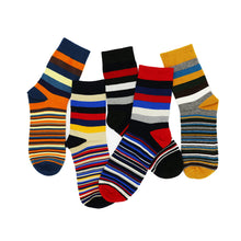 Load image into Gallery viewer, Men&#39;s color stripes socks the latest design popular men&#39;s socks 5 PAIRS STRIPED SOCKS SUIT FASHION DESIGNER COLOURED COTTON 6-11