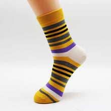 Load image into Gallery viewer, Men&#39;s color stripes socks the latest design popular men&#39;s socks 5 PAIRS STRIPED SOCKS SUIT FASHION DESIGNER COLOURED COTTON 6-11