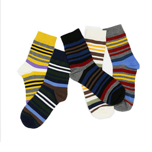 Men's color stripes socks the latest design popular men's socks 5 PAIRS STRIPED SOCKS SUIT FASHION DESIGNER COLOURED COTTON 6-11