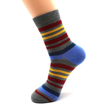 Load image into Gallery viewer, Men&#39;s color stripes socks the latest design popular men&#39;s socks 5 PAIRS STRIPED SOCKS SUIT FASHION DESIGNER COLOURED COTTON 6-11