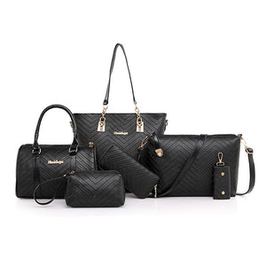 NEW Brand Luxury Lady Handbag 6 Pcs/set Composite Bags Set Women Shoulder Crossbody Bag Female Purse Clutch Wallet