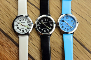 Nazeyt children lovely 7 colors dial leather watch little boys and girls luminous hands gift clock Reloj de cuarzo free shipping