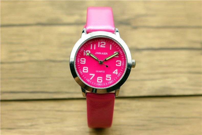 Nazeyt children lovely 7 colors dial leather watch little boys and girls luminous hands gift clock Reloj de cuarzo free shipping