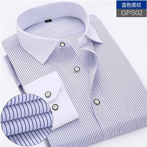 New Arrived 2018 mens work shirts Brand soft Long sleeve square collar regular striped /twill men dress shirts white male tops