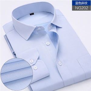 New Arrived 2018 mens work shirts Brand soft Long sleeve square collar regular striped /twill men dress shirts white male tops