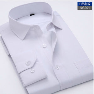 New Arrived 2018 mens work shirts Brand soft Long sleeve square collar regular striped /twill men dress shirts white male tops