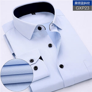 New Arrived 2018 mens work shirts Brand soft Long sleeve square collar regular striped /twill men dress shirts white male tops
