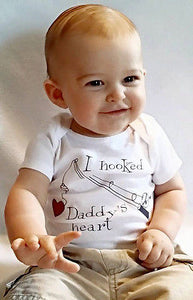New Infant Baby Boy Clothes Girl Babygrows Playsuit Romper I Hooked Daddys Heart newborn baby clothes unisex baby rompers 2016