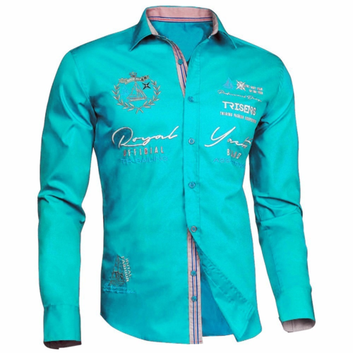 New Men's Slim Fit Long Sleeve Solid Color Casual Print POLO Shirt| |