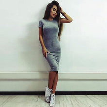 Load image into Gallery viewer, New SEXY Women Summer Casual Dresses Short Sleeve Evening Party Black Gray Army Green Dress Women clothing