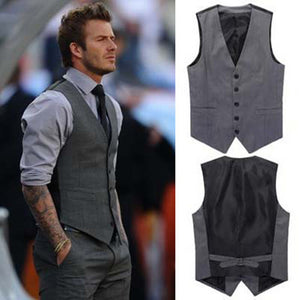 New Wedding Dress High-quality Goods Cotton Men's Fashion Design Suit Vest / Grey Black High-end Men's Business Casual Suit Vest