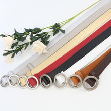 Load image into Gallery viewer, No hole round buckle ladies belt female simple wild Korean retro fashion black pants belt female Korean students