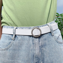 Load image into Gallery viewer, No hole round buckle ladies belt female simple wild Korean retro fashion black pants belt female Korean students