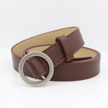 Load image into Gallery viewer, No hole round buckle ladies belt female simple wild Korean retro fashion black pants belt female Korean students