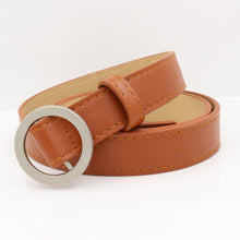Load image into Gallery viewer, No hole round buckle ladies belt female simple wild Korean retro fashion black pants belt female Korean students
