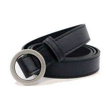 Load image into Gallery viewer, No hole round buckle ladies belt female simple wild Korean retro fashion black pants belt female Korean students