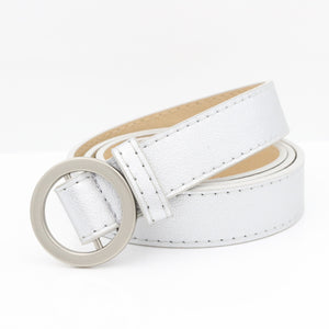 No hole round buckle ladies belt female simple wild Korean retro fashion black pants belt female Korean students