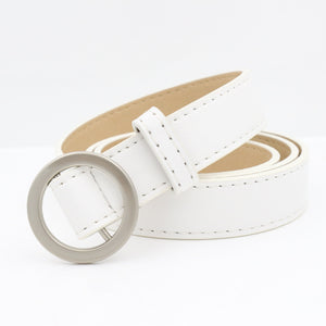 No hole round buckle ladies belt female simple wild Korean retro fashion black pants belt female Korean students