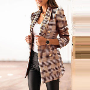 Double Breasted Suit Collar Printed Small Coat Women Clothing