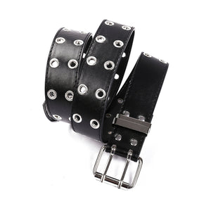 Pu Leather Adjustable Fashion Double Grommet Belt Rock Motorcycle