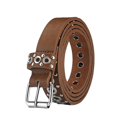 Pu Leather Adjustable Fashion Double Grommet Belt Rock Motorcycle