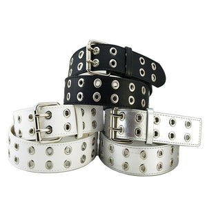 Pu Leather Adjustable Fashion Double Grommet Belt Rock Motorcycle