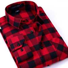 Load image into Gallery viewer, Plaid Shirt 2018 New Autumn Winter Flannel Red Checkered Shirt Men Shirts Long Sleeve Chemise Homme Cotton Male Check Shirts