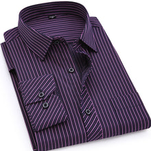 Load image into Gallery viewer, Plus Large Size 8XL 7XL 6XL 5XL 4XL Mens Business Casual Long Sleeved Shirt Classic Striped Male Social Dress Shirts