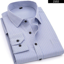 Load image into Gallery viewer, Plus Large Size 8XL 7XL 6XL 5XL 4XL Mens Business Casual Long Sleeved Shirt Classic Striped Male Social Dress Shirts
