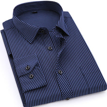 Load image into Gallery viewer, Plus Large Size 8XL 7XL 6XL 5XL 4XL Mens Business Casual Long Sleeved Shirt Classic Striped Male Social Dress Shirts