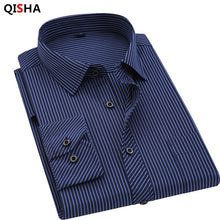 Load image into Gallery viewer, Plus Large Size 8XL 7XL 6XL 5XL 4XL Mens Business Casual Long Sleeved Shirt Classic Striped Male Social Dress Shirts