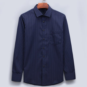 Plus Large Size 8XL 7XL 6XL 5XL 4XL Mens Business Casual Long Sleeved Shirt Classic Striped Male Social Dress Shirts