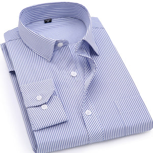 Plus Large Size 8XL 7XL 6XL 5XL 4XL Mens Business Casual Long Sleeved Shirt Classic Striped Male Social Dress Shirts