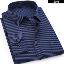 Load image into Gallery viewer, Plus Large Size 8XL 7XL 6XL 5XL 4XL Mens Business Casual Long Sleeved Shirt Classic Striped Male Social Dress Shirts
