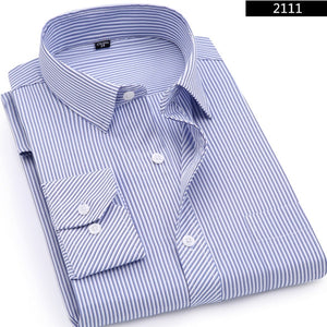Plus Large Size 8XL 7XL 6XL 5XL 4XL Mens Business Casual Long Sleeved Shirt Classic Striped Male Social Dress Shirts