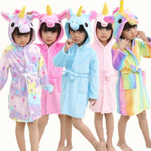 Load image into Gallery viewer, Retail Baby Animal Bathrobe For Boys And Girls Unicorn Pattern Hooded Towel Beach Kids Sleepwear Children Clothes YUPAO