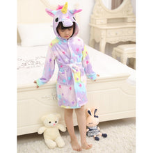 Load image into Gallery viewer, Retail Baby Animal Bathrobe For Boys And Girls Unicorn Pattern Hooded Towel Beach Kids Sleepwear Children Clothes YUPAO