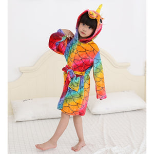 Retail Baby Animal Bathrobe For Boys And Girls Unicorn Pattern Hooded Towel Beach Kids Sleepwear Children Clothes YUPAO