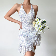 Load image into Gallery viewer, Women&#39;s Sexy Sleeveless Sling Print Backless Dress Ruffle Short Dresses