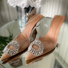 Load image into Gallery viewer, Rhinestones Pointed Toe Women Sandals New Female Transparent Thin High Party Shoes Ladies Sexy Pu Leather Shallow Footwear 2022