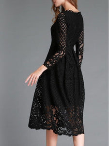 New Spring /summer Round Neck Lace Long Sleeve Dress Women's Fashion Temperament Slim Dress Party Princess Dress Dresses Women